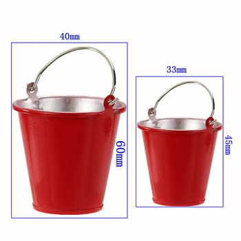 1/10 Red Metal Bucket with Handle 2pcs Kit